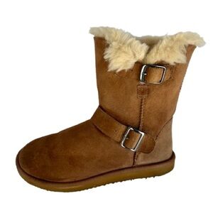 Kirkland Signature Womens Ladies Shearling Buckle Short Boots In Chestnut Size 8